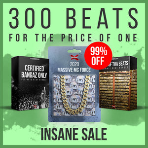 “Level up Your Songs and Never Have To Pay For a Beat Again! Download 300 brand new industry beats now!" PLUS + Commercial License INCLUDED!